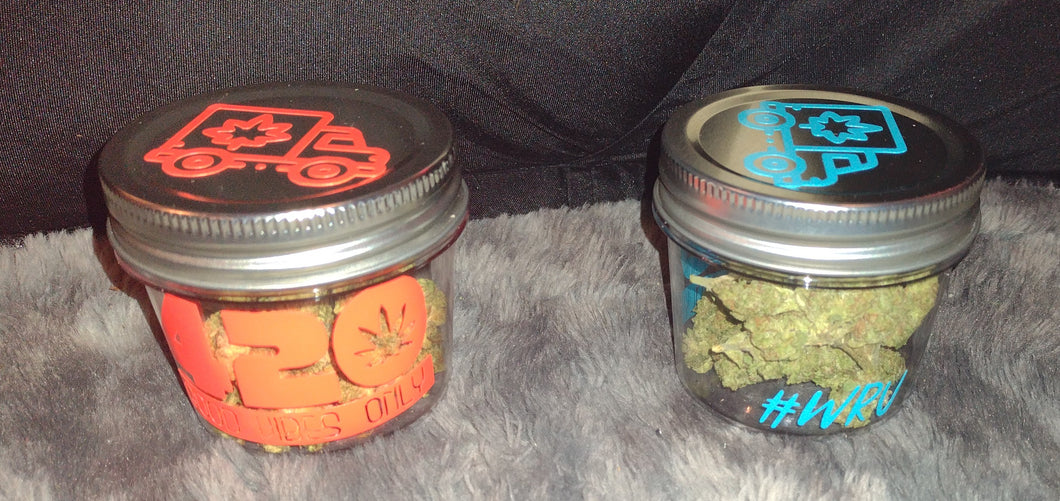 Custom Wee'd Roll UP reusable Jar with GIFT of 1/4 TOP SHELF flower (choice of strand)